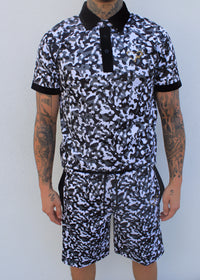 White/Black Camouflage Short Set